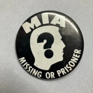 Vintage MIA Missing Or Prisoner Metal Pin, 1.75 in